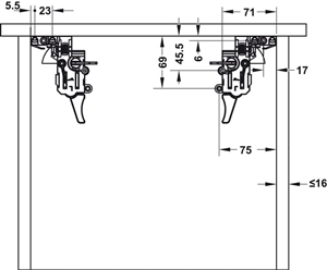 Ray âm Hafele EPC Pro 433.32.063 (dài 400mm, nhấn mở, mở toàn phần)